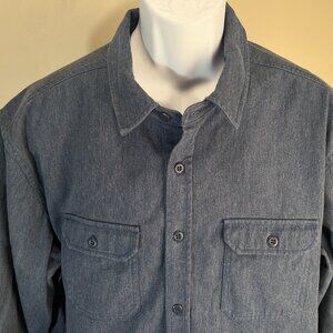 American Giant Men's solid blue heavy cotton long sleeve button down shirt XXL